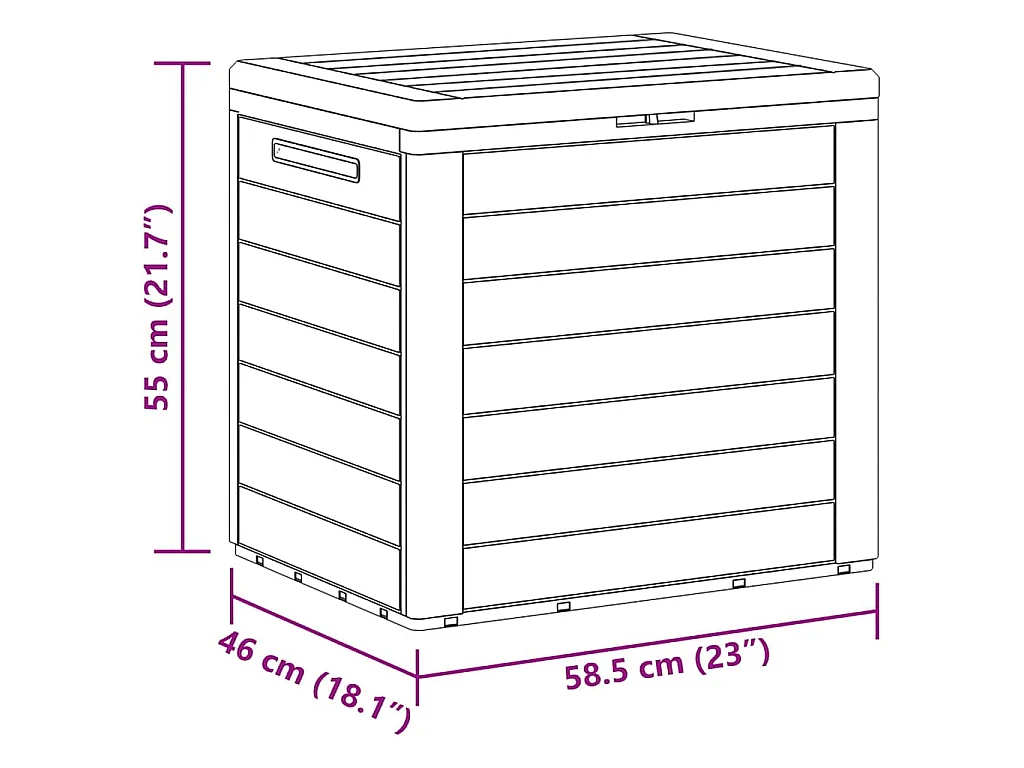 Caixa arrumação p/ jardim 58,5x46x55 cm polipropileno antracite