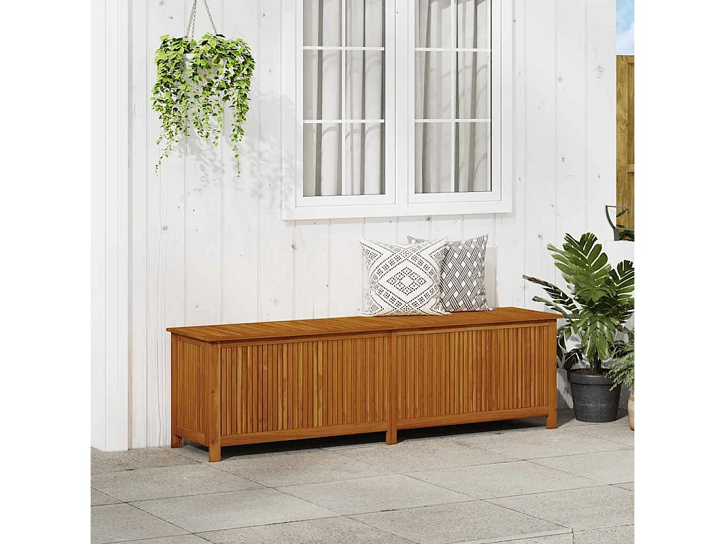 Caixa de arrumação p/ jardim 200x50x58 cm madeira acácia maciça