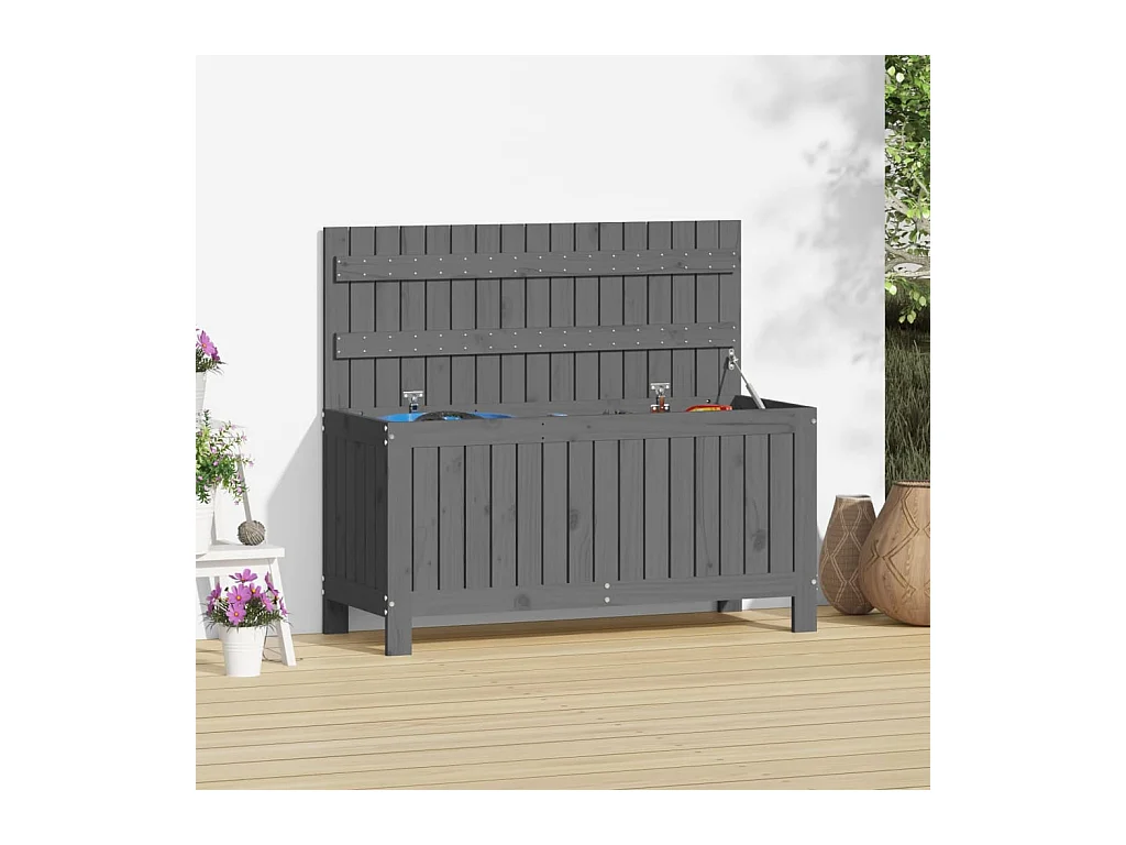 Tuinbox 108x42,5x54 cm massief grenenhout grijs