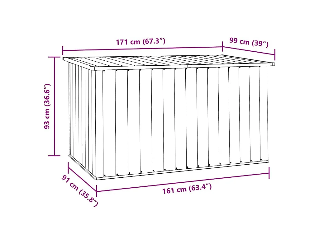 Boîte de rangement de jardin Anthracite 171x99x93 cm
