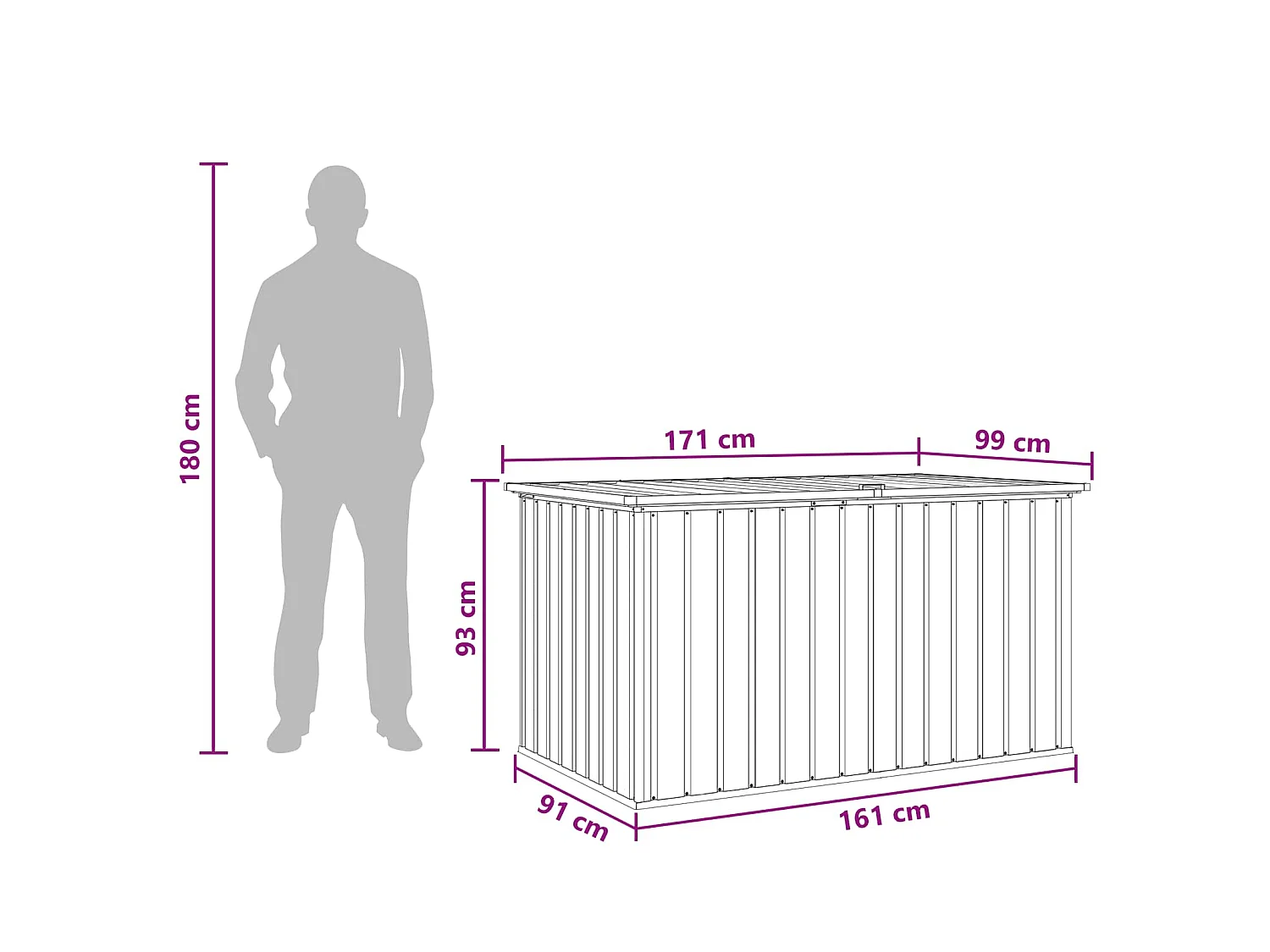 Caixa de arrumação para jardim 171x99x93 cm antracite