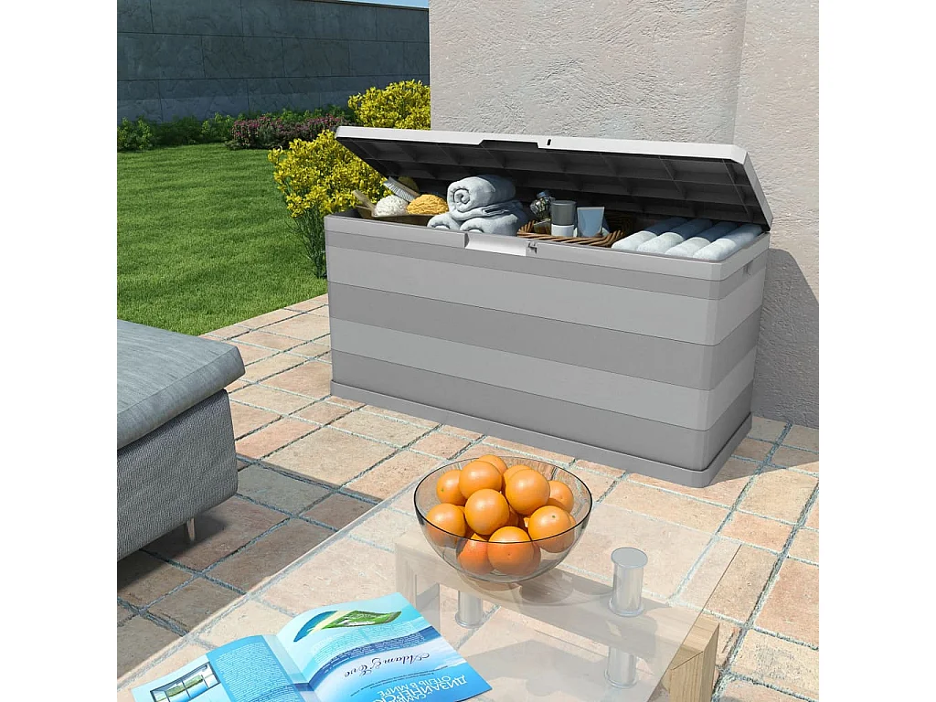 Boîte de rangement de jardin gris 117x45x56 cm