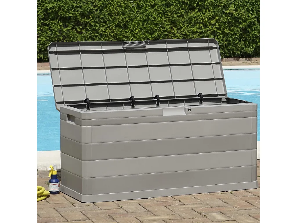 Boîte de rangement de jardin gris 117x45x56 cm