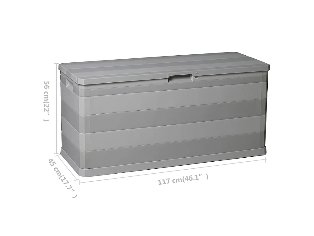 Boîte de rangement de jardin gris 117x45x56 cm