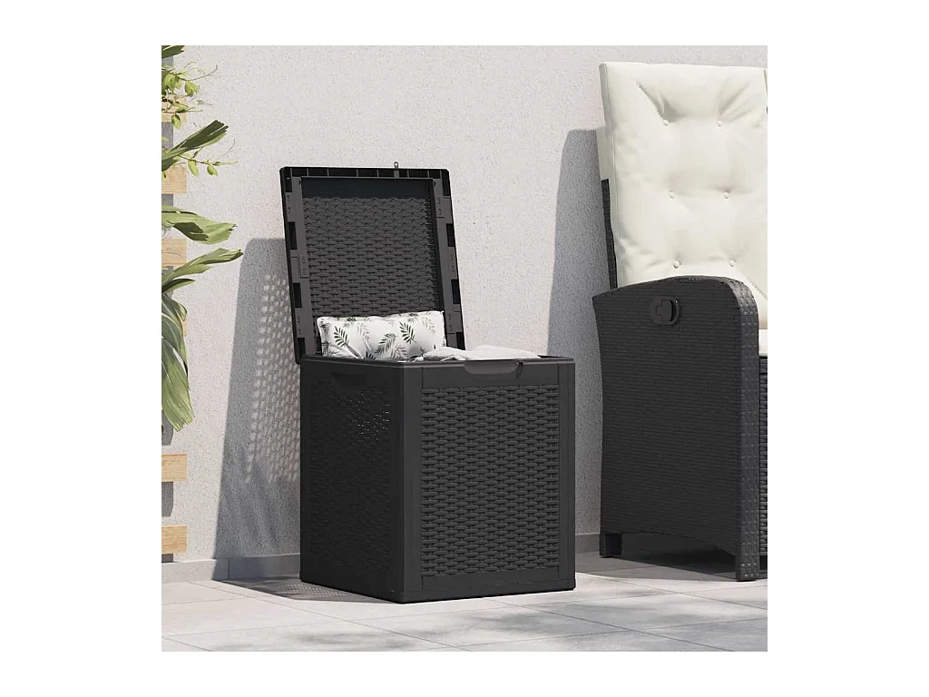 Boîte de rangement de jardin 90 L Noir PP Rotin