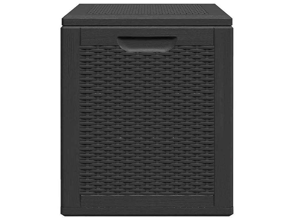 Caixa de arrumação para jardim 90 L vime PP preto