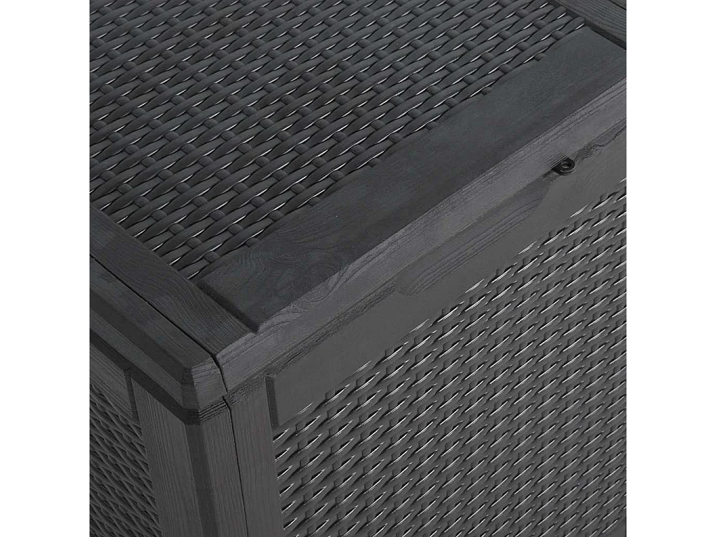 Caixa de arrumação para jardim 90 L vime PP preto