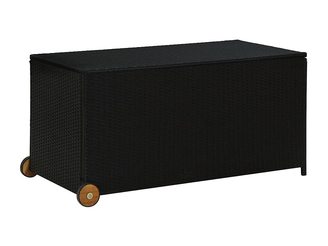 Boîte de rangement de jardin noir 120x65x61 cm résine tressée