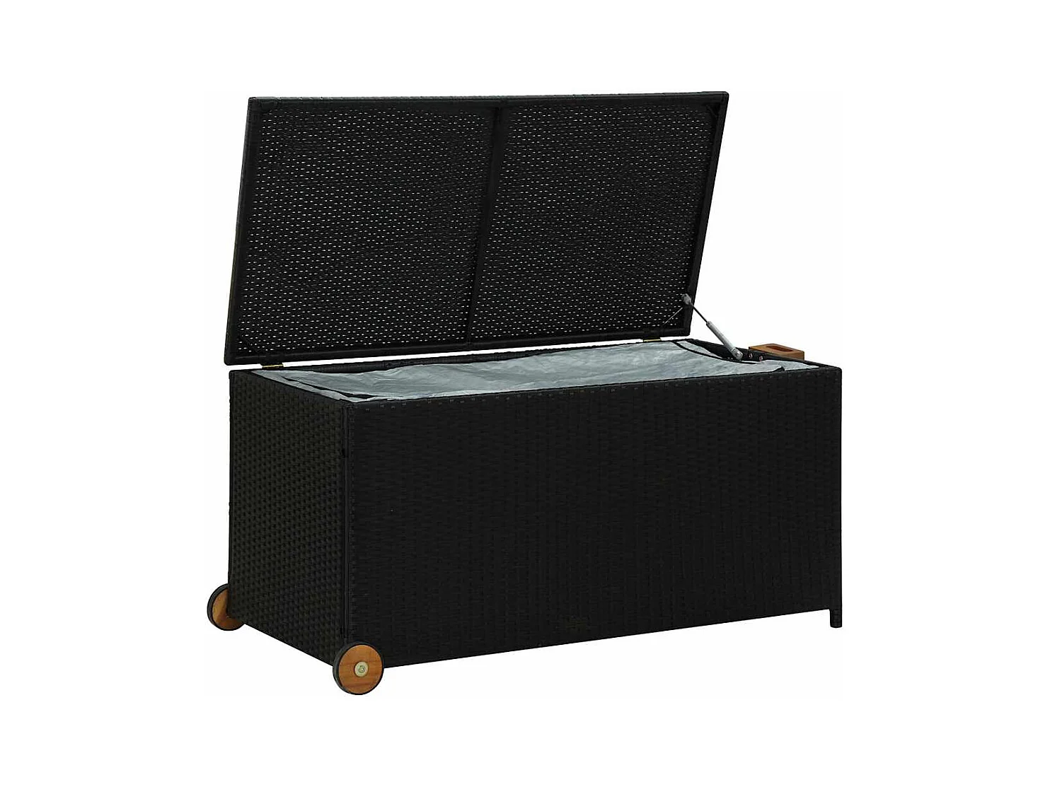 Boîte de rangement de jardin noir 120x65x61 cm résine tressée