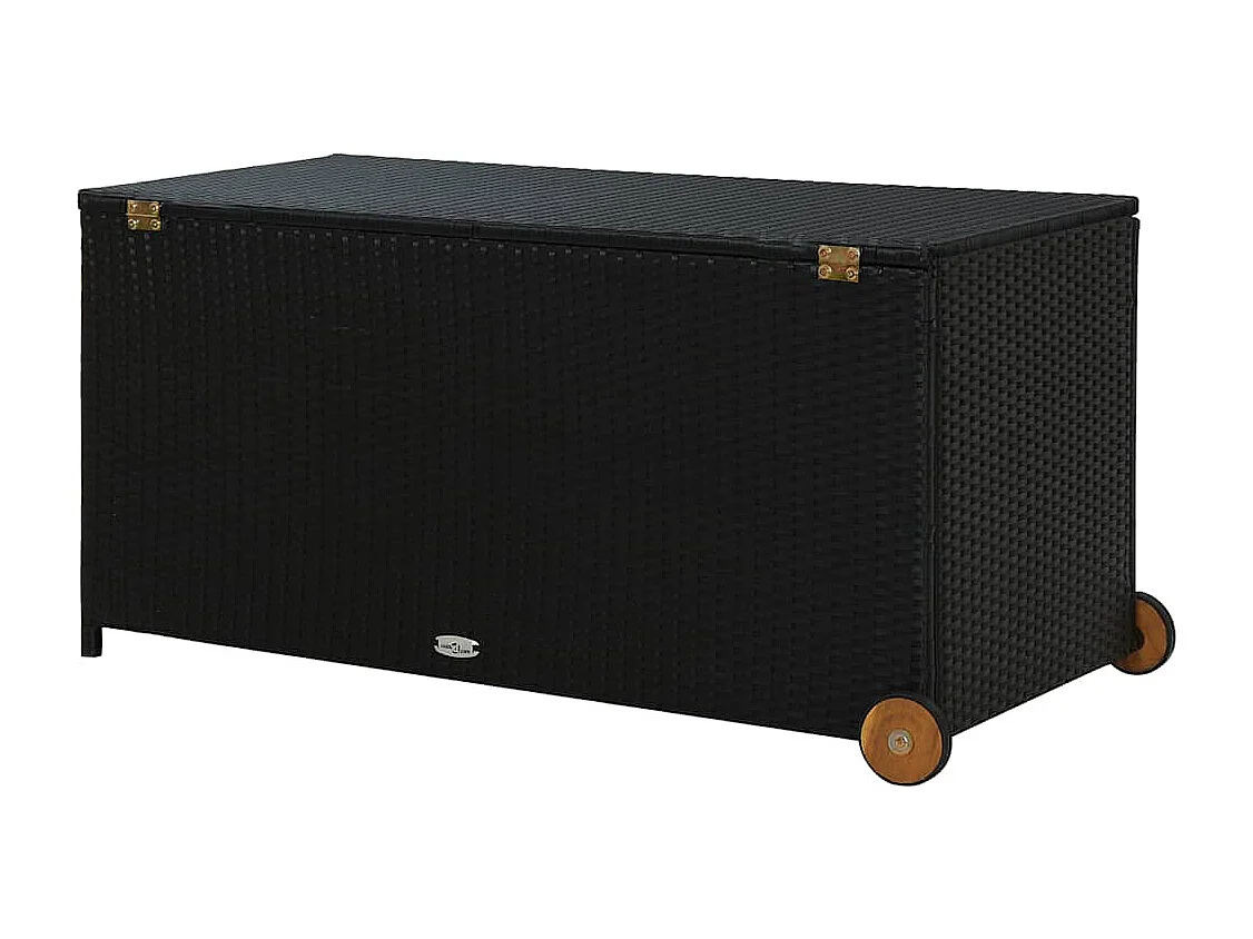 Boîte de rangement de jardin noir 120x65x61 cm résine tressée
