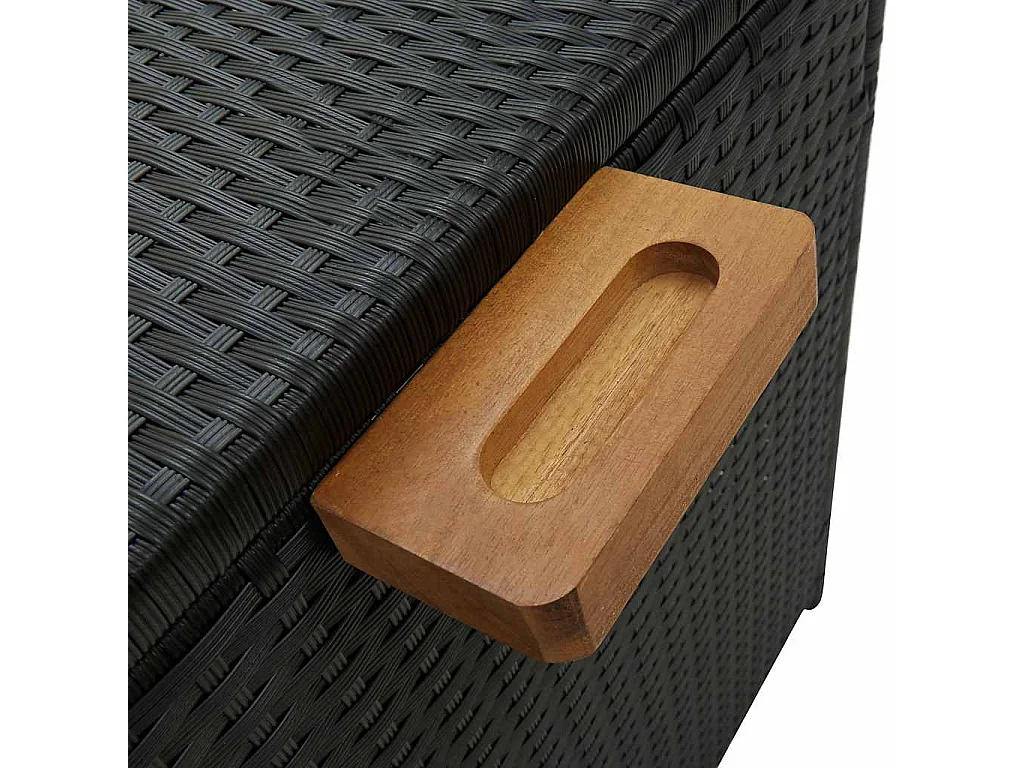 Boîte de rangement de jardin noir 120x65x61 cm résine tressée