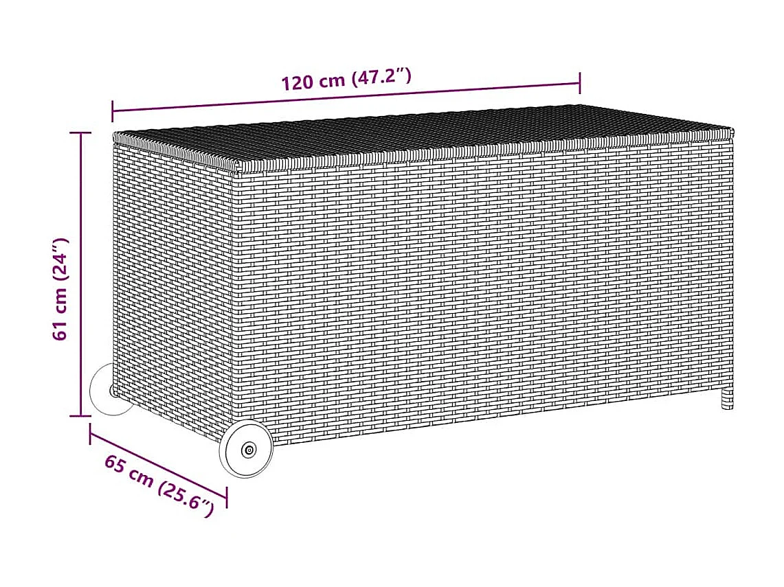 Tuinbox 120x65x61 cm poly rattan zwart