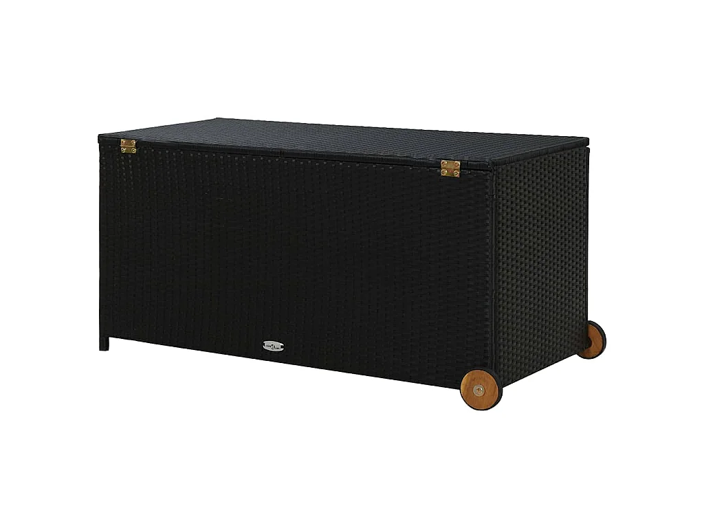 Boîte de rangement de jardin noir 120x65x61 cm résine tressée