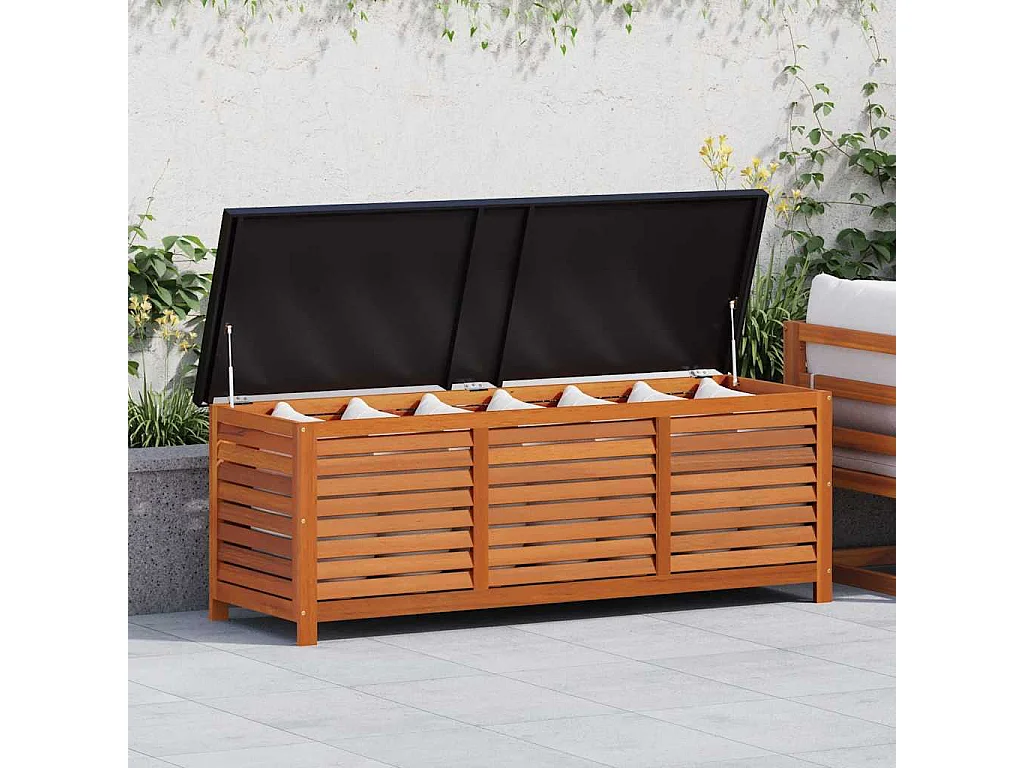 Caja de almacenaje jardín madera maciza eucalipto 150x50x55 cm