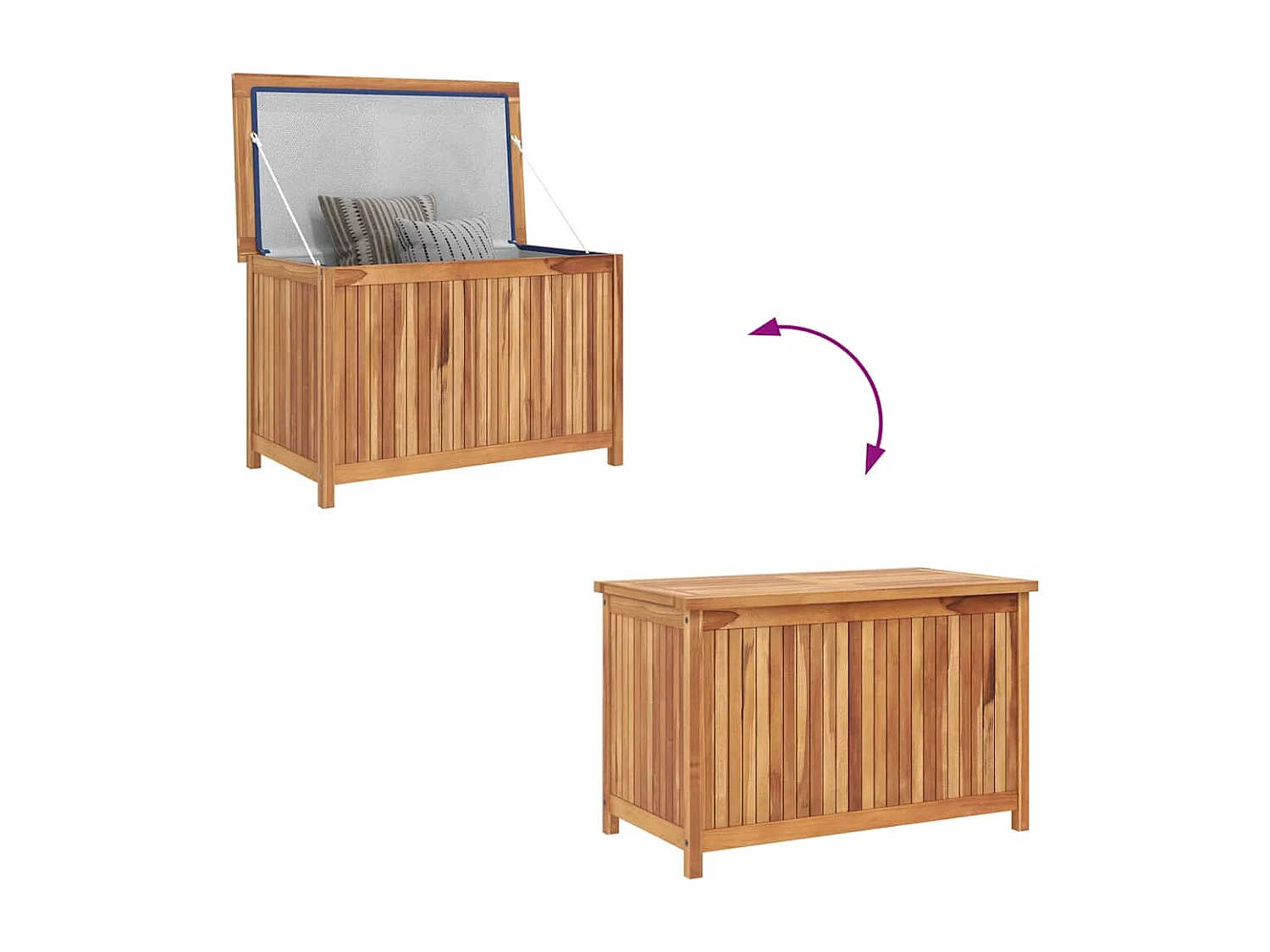 Caixa arrumação para jardim 90x50x58 cm madeira de teca maciça