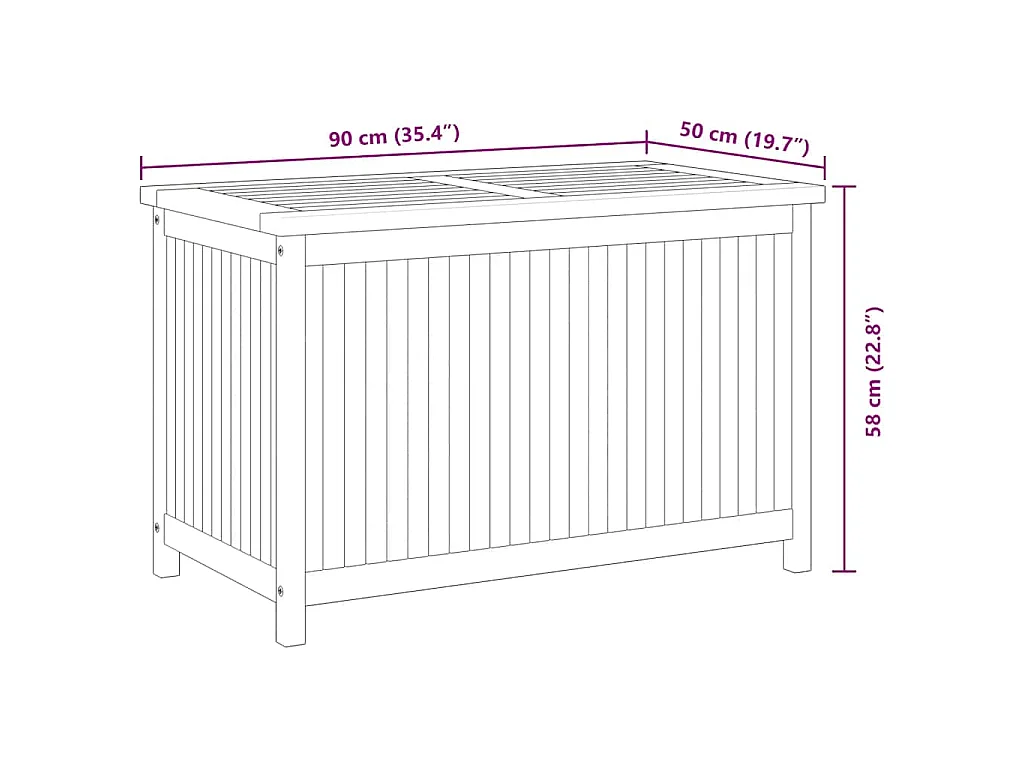 Boîte de rangement de jardin 90x50x58 cm Bois de teck solide