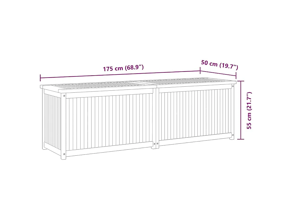 Tuinbox 175x50x55 cm massief teakhout