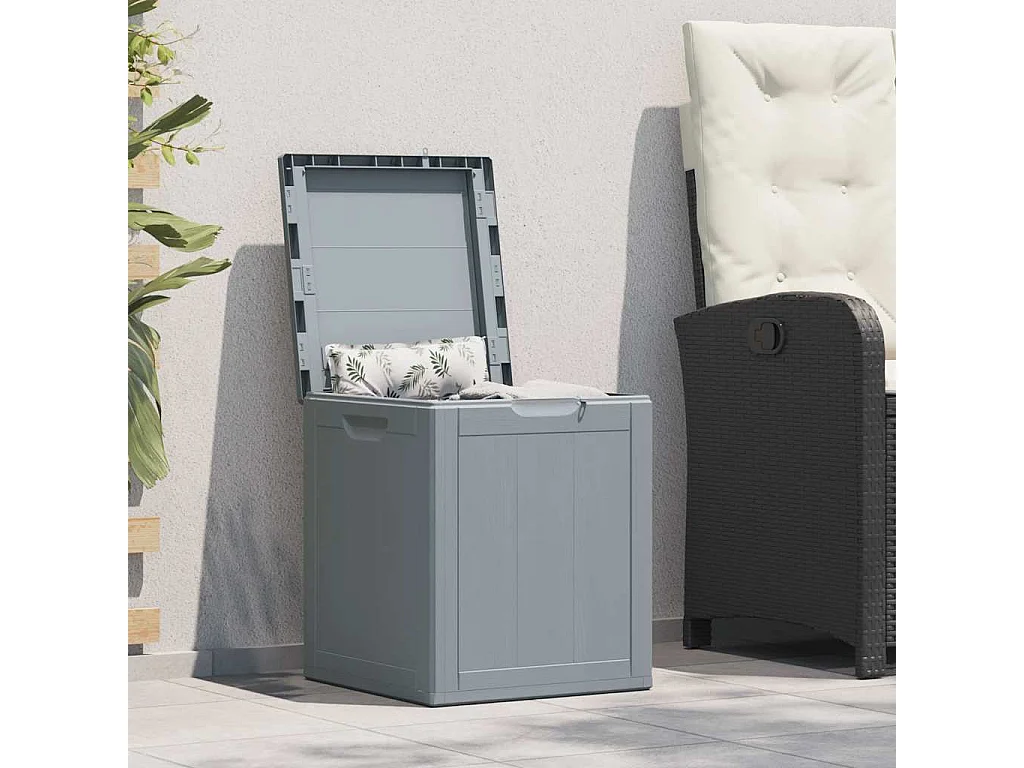 Garten-Aufbewahrungsbox 90 L Grau PP-Holzoptik