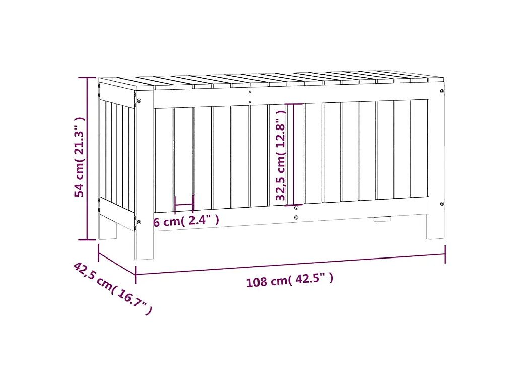 Caixa de arrumação jardim 108x42,5x54 cm pinho maciço