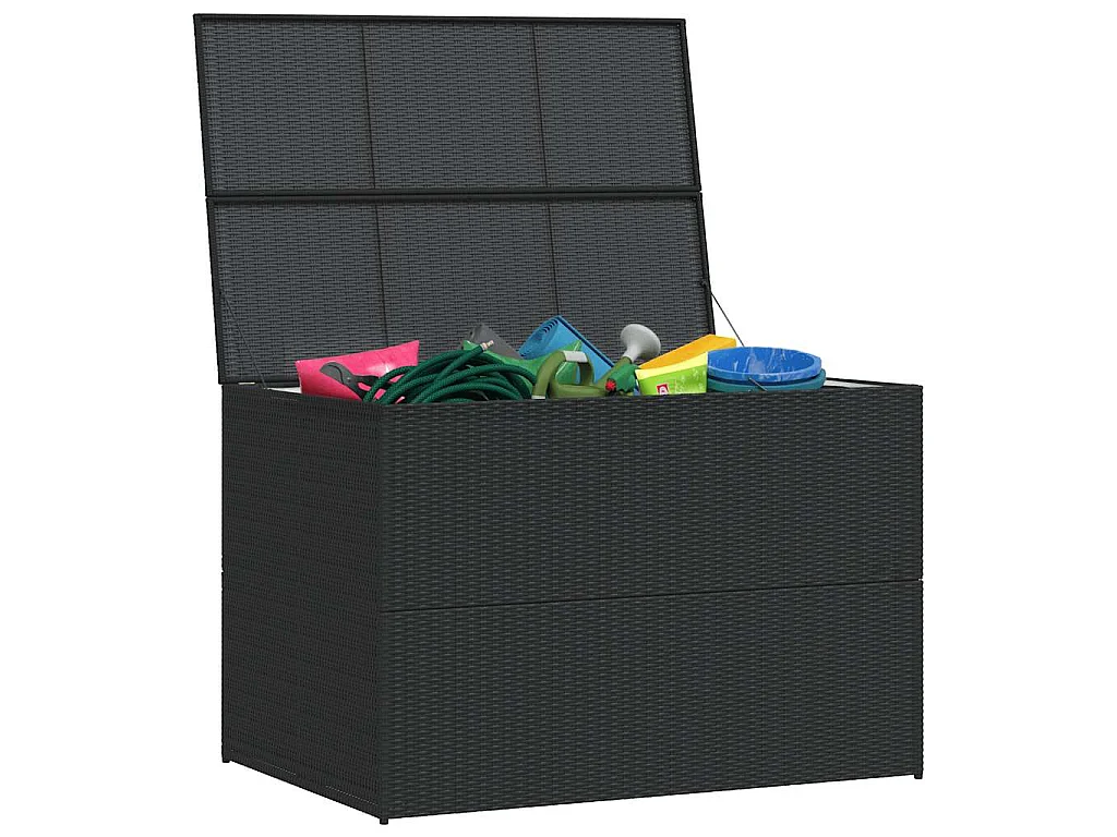 Caixa de arrumação para jardim 150x100x100 cm vime PE preto