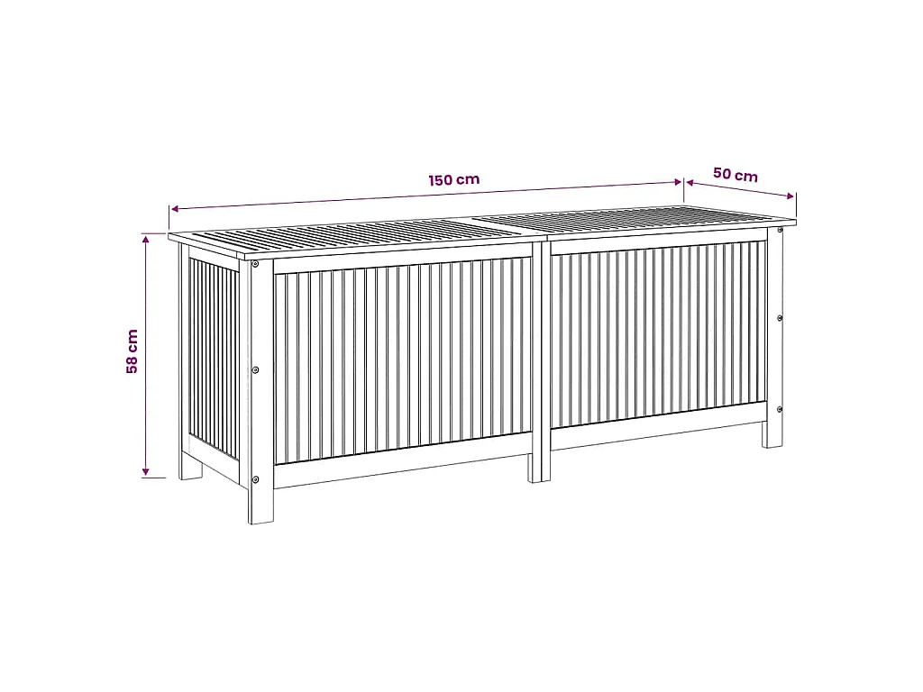 Contenitore da Giardino 150x50x58cm in Legno Massello di Acacia
