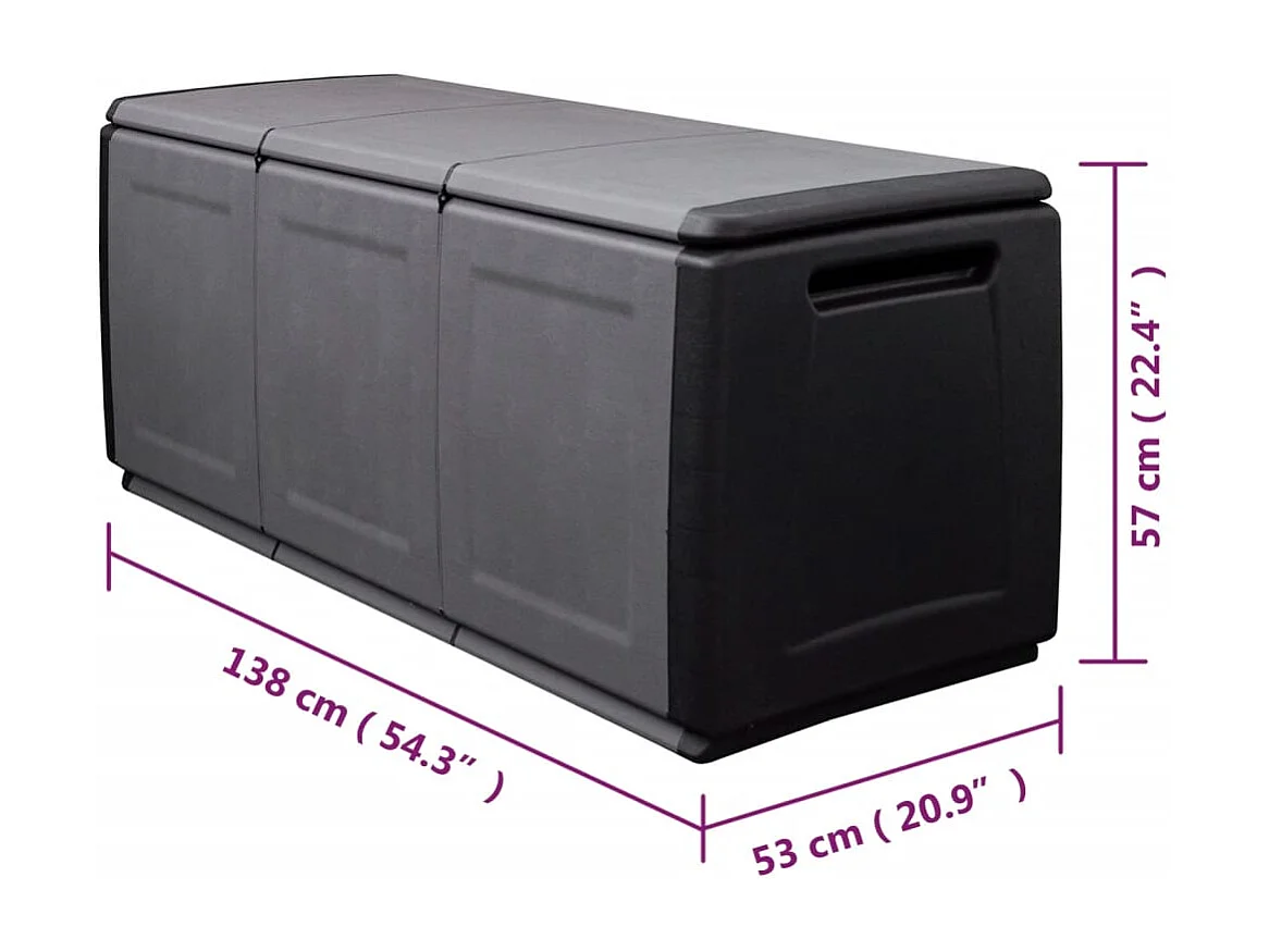 Garten Aufbewahrungsbox 138x53x57 cm 330 L Dunkelgrau Schwarz