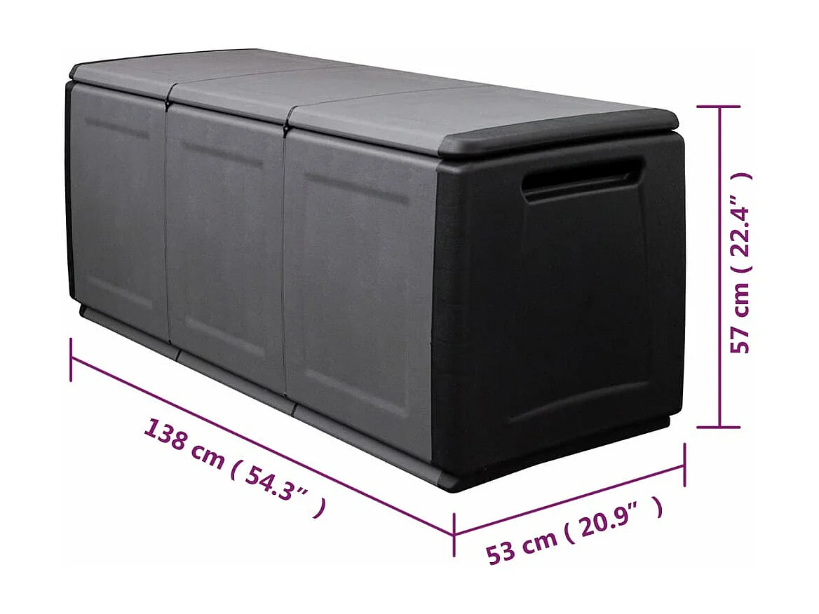Garten Aufbewahrungsbox 138x53x57 cm 330 L Dunkelgrau Schwarz