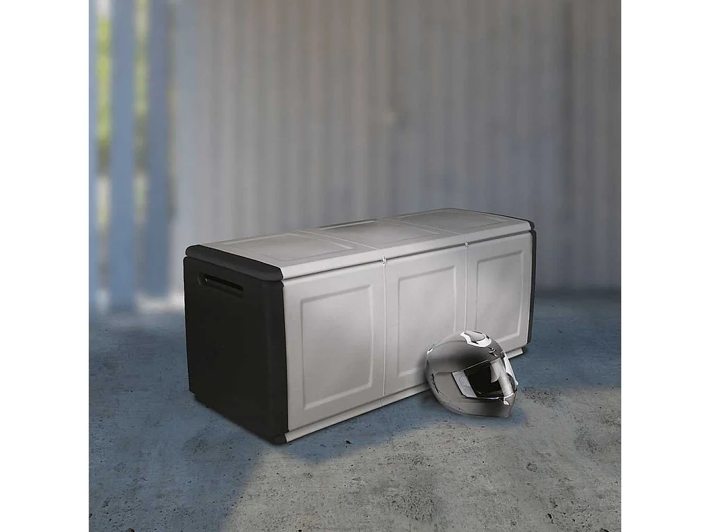 Boîte de rangement de jardin 138x53x57 cm 330 L Gris foncé noir