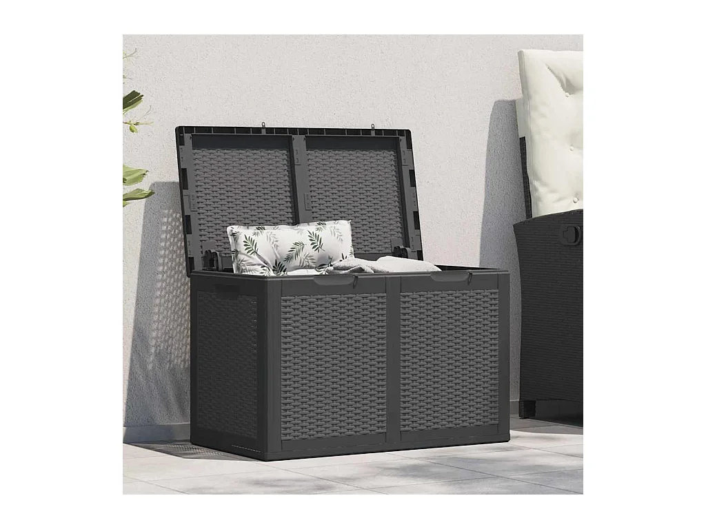 Boîte de rangement de jardin 180 L Noir PP Rotin
