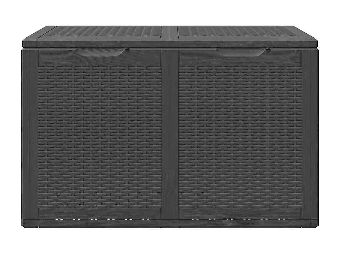 Caixa de arrumação para jardim 180 L vime PP preto
