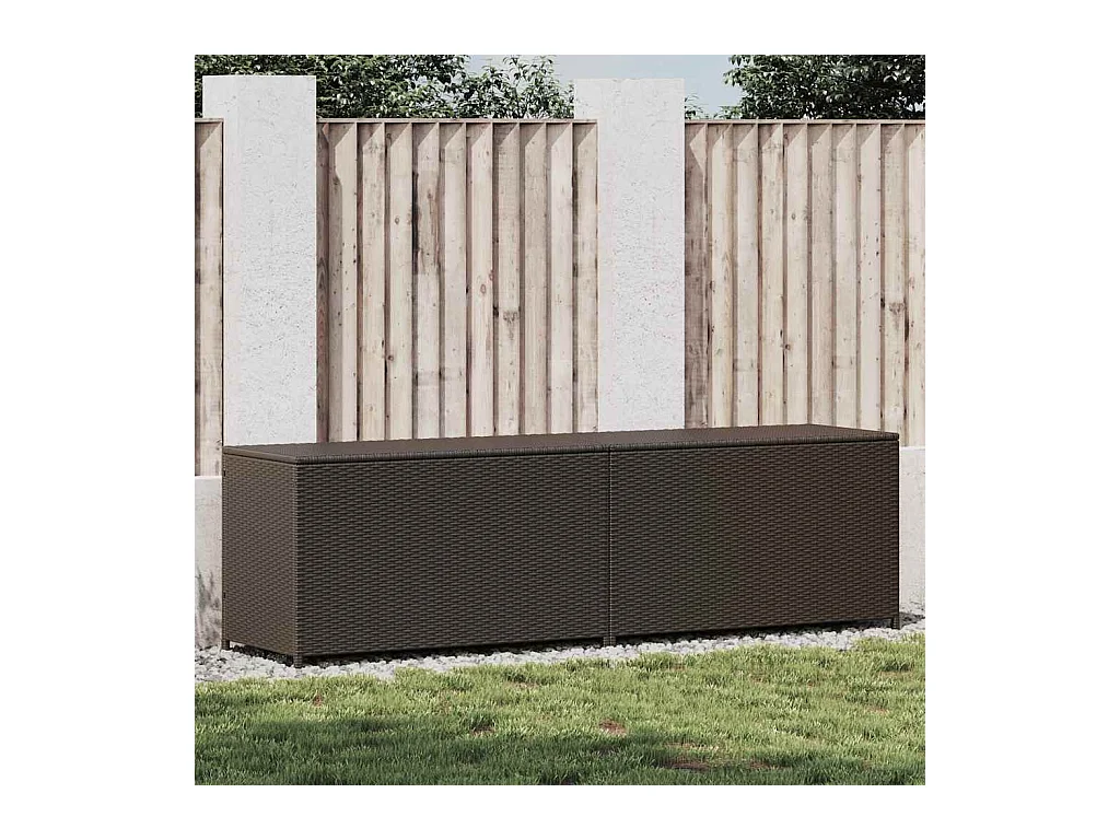 Boîte de rangement de jardin résine tressée 200x50x60 cm marron