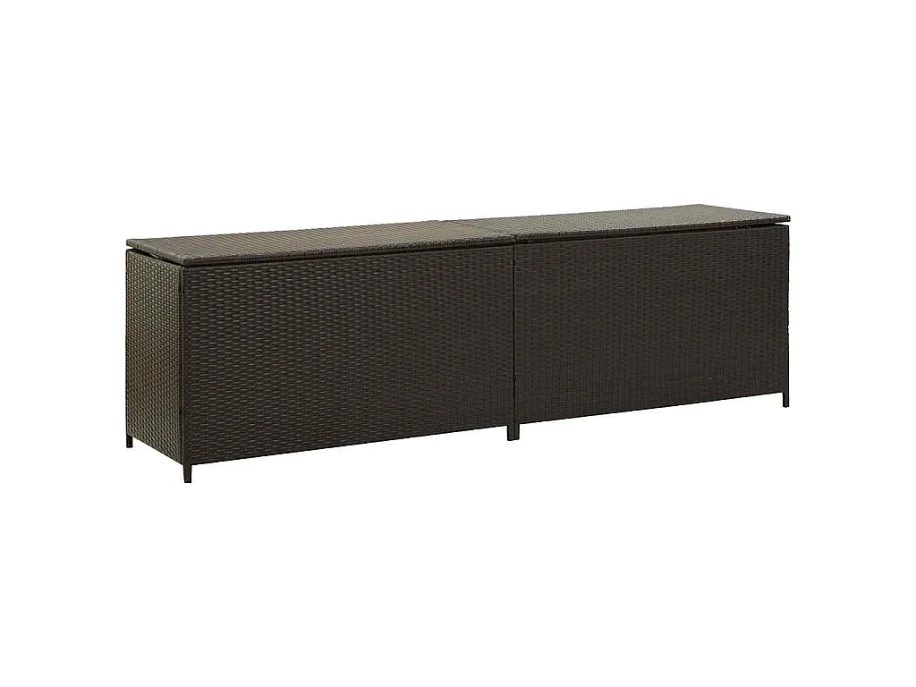 Boîte de rangement de jardin résine tressée 200x50x60 cm marron