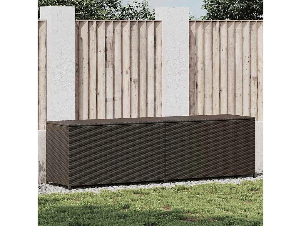 Boîte de rangement de jardin résine tressée 200x50x60 cm marron
