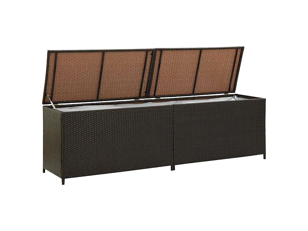 Boîte de rangement de jardin résine tressée 200x50x60 cm marron