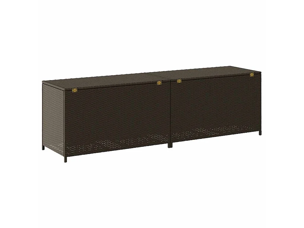 Boîte de rangement de jardin résine tressée 200x50x60 cm marron