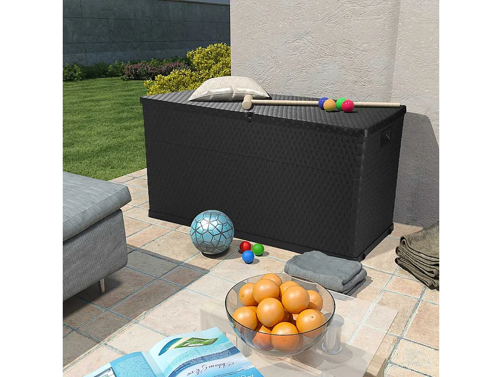 Garten-Aufbewahrungsbox Anthrazit 120x56x63 cm PP Rattan