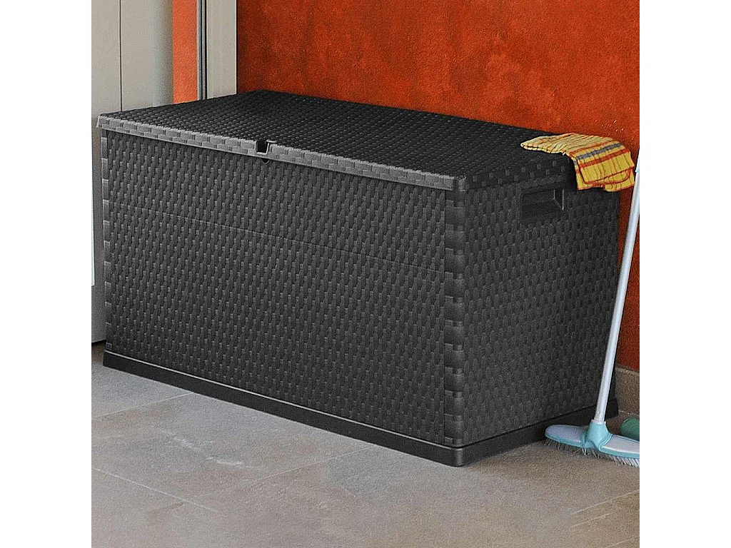 Garten-Aufbewahrungsbox Anthrazit 120x56x63 cm PP Rattan