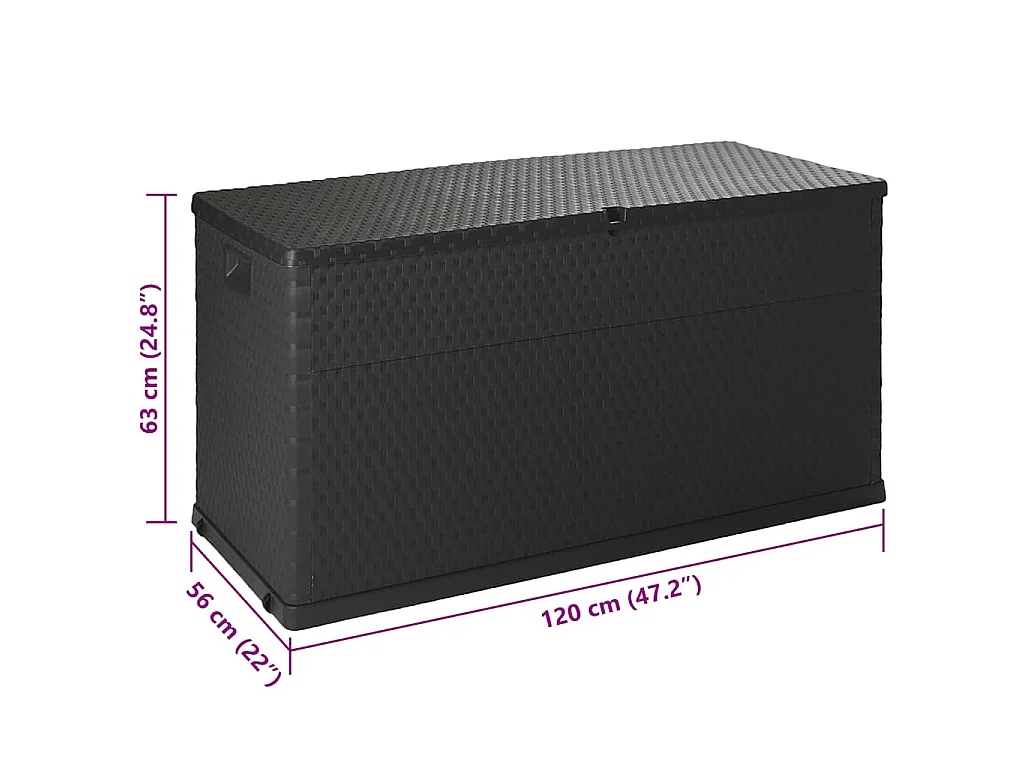 Tuinbox 120x56x63 cm polypropeen rattan antracietkleurig