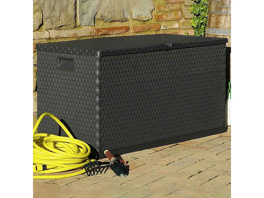 Tuinbox 120x56x63 cm polypropeen rattan antracietkleurig