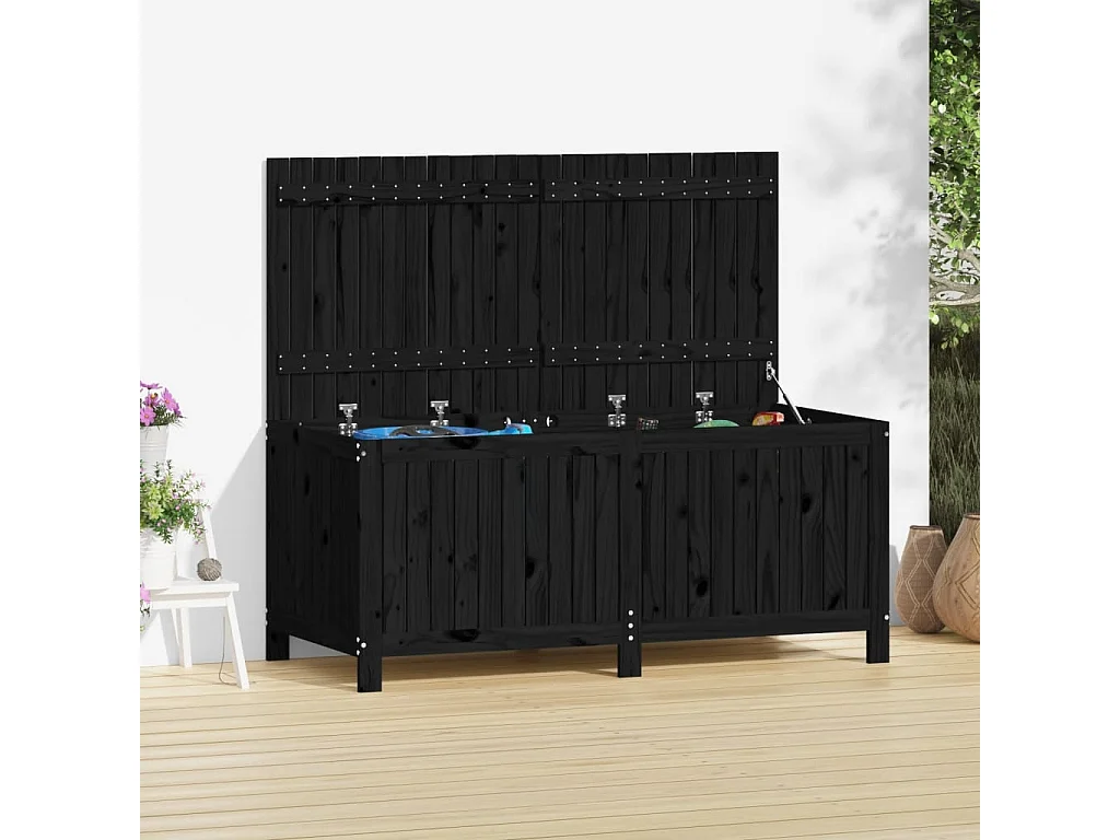 Boîte de rangement de jardin Noir 147x68x64 cm Bois massif pin