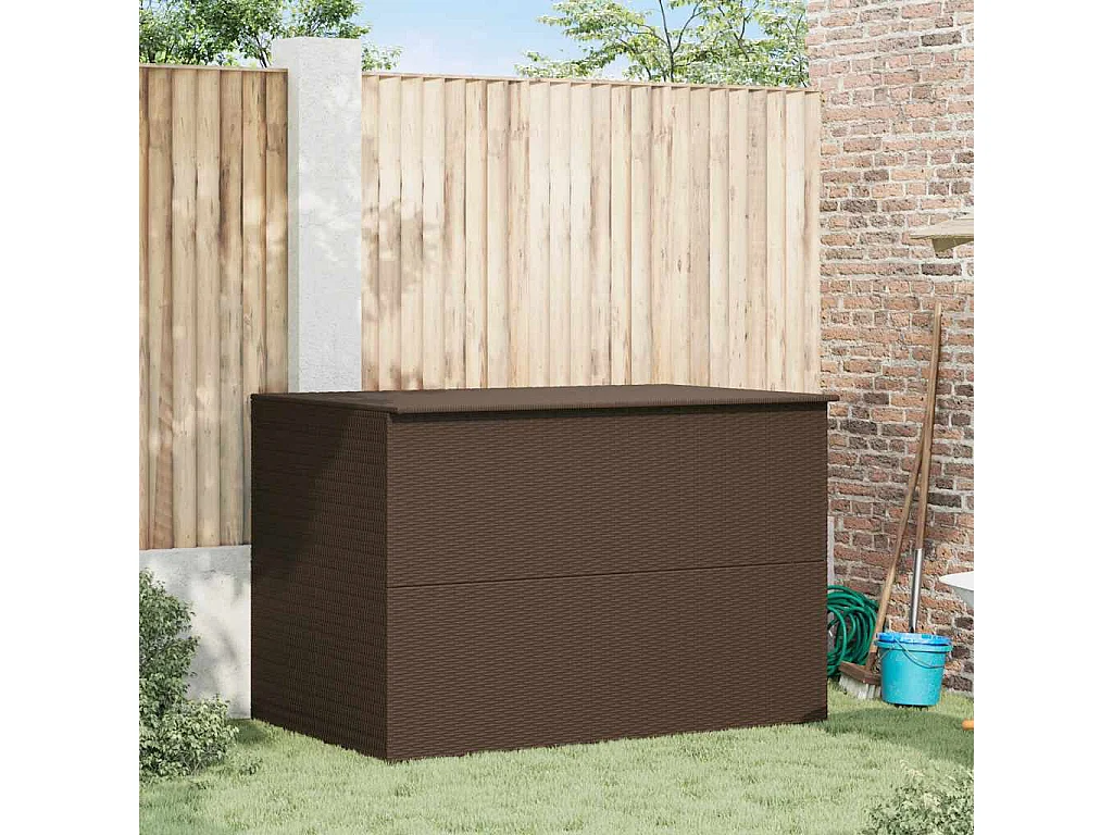 Boîte de stockage de jardin marron 150x100x100cm Résine tressée