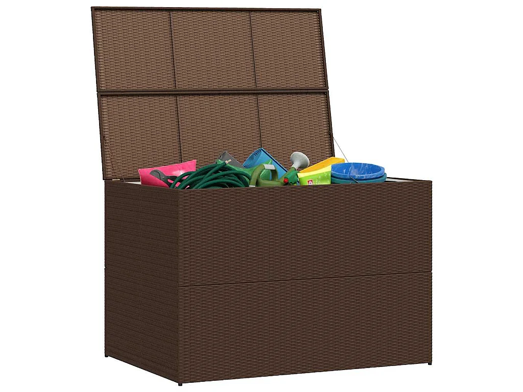 Boîte de stockage de jardin marron 150x100x100cm Résine tressée