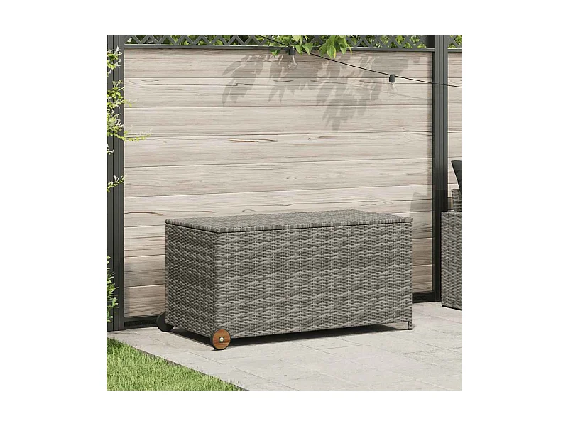 Caja almacenaje jardín ratán sintético gris claro 120x65x61 cm