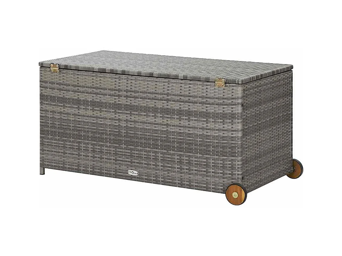 Boîte de rangement de jardin gris clair 120x65x61 cm rotin