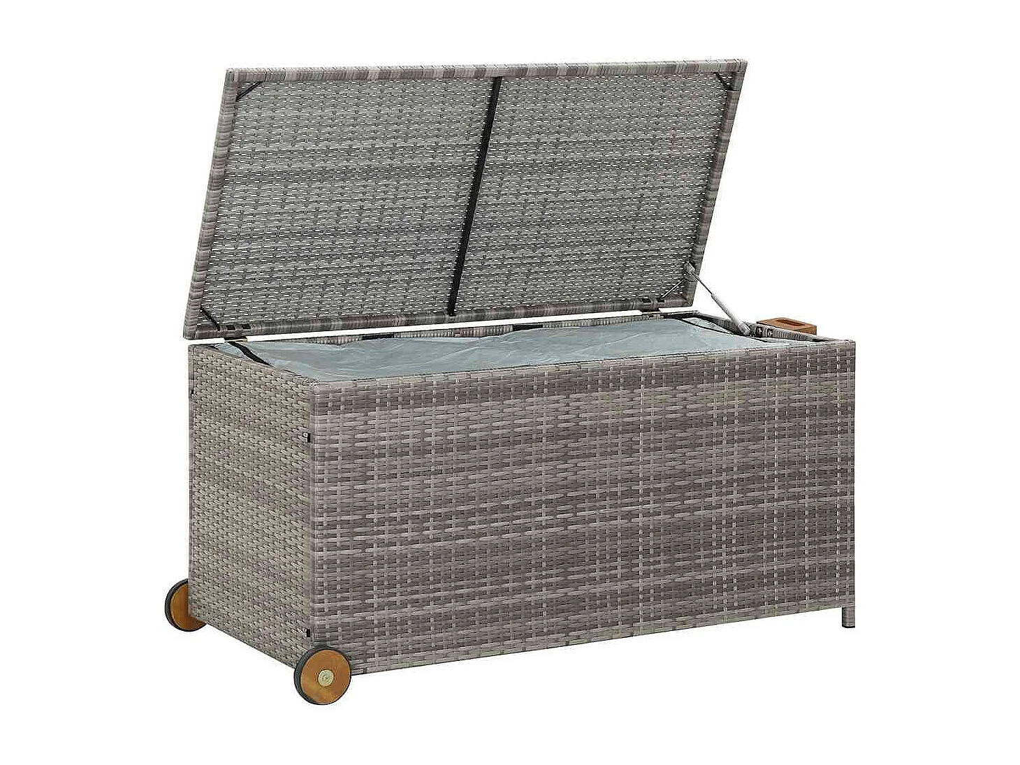 Boîte de rangement de jardin gris clair 120x65x61 cm rotin