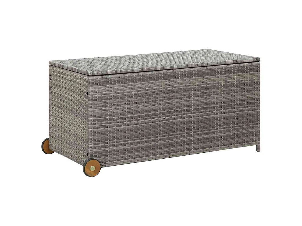 Boîte de rangement de jardin gris clair 120x65x61 cm rotin