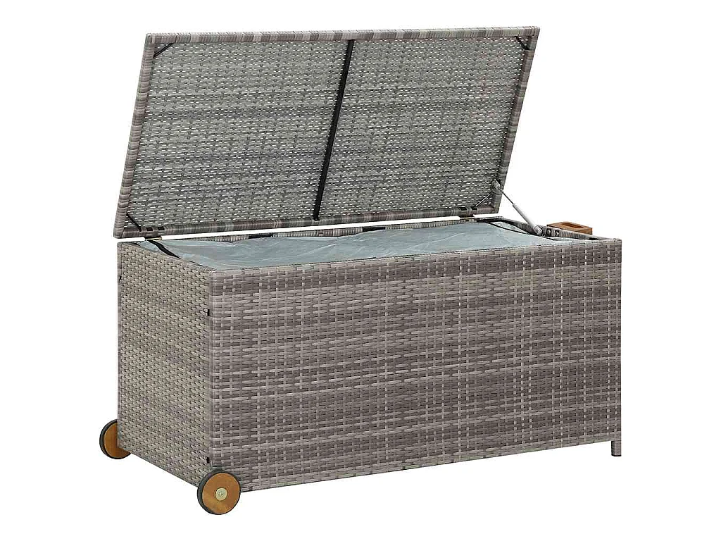 Boîte de rangement de jardin gris clair 120x65x61 cm rotin