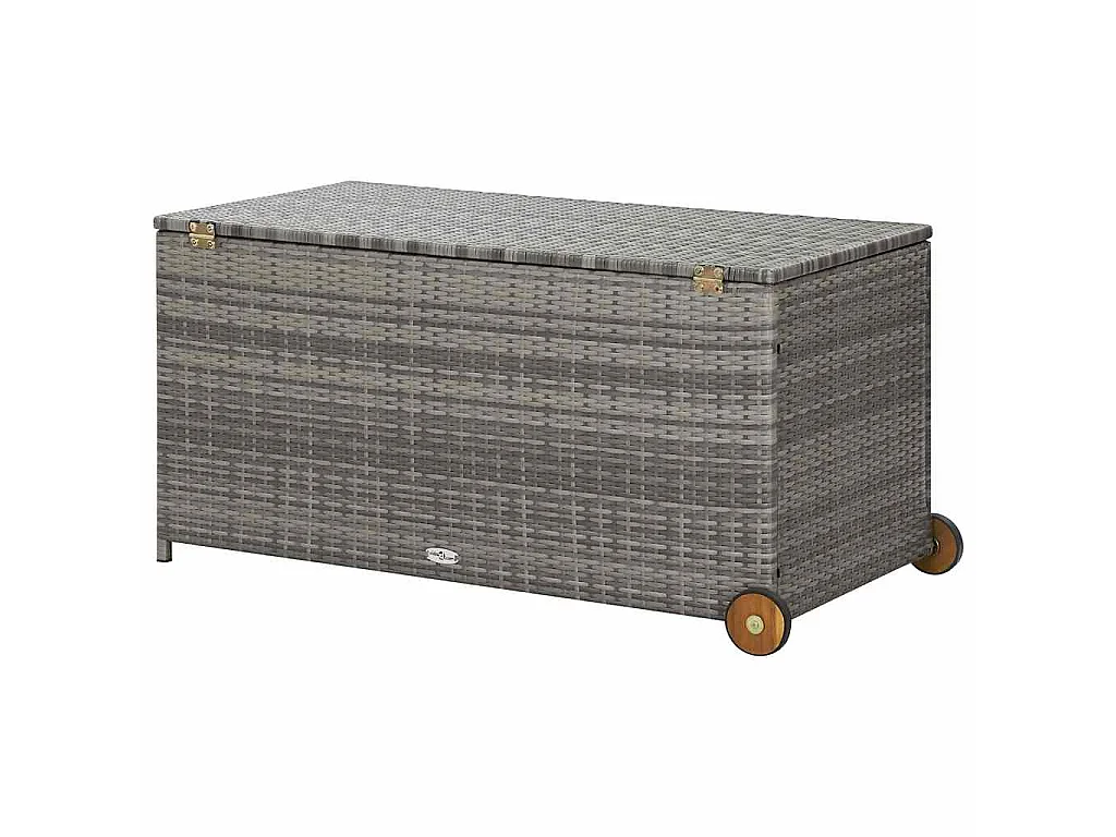 Boîte de rangement de jardin gris clair 120x65x61 cm rotin