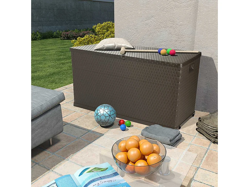 Móvel de arrumação para jardim 120x56x63 cm vime PE castanho