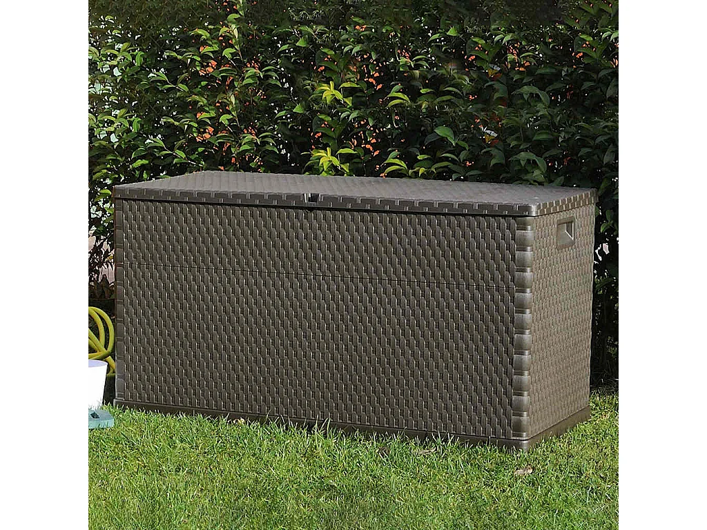 Móvel de arrumação para jardim 120x56x63 cm vime PE castanho